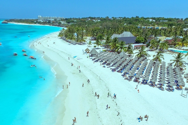 On the beach, scuba diving