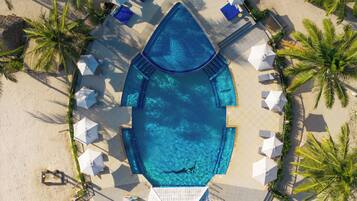 Outdoor pool, sun loungers