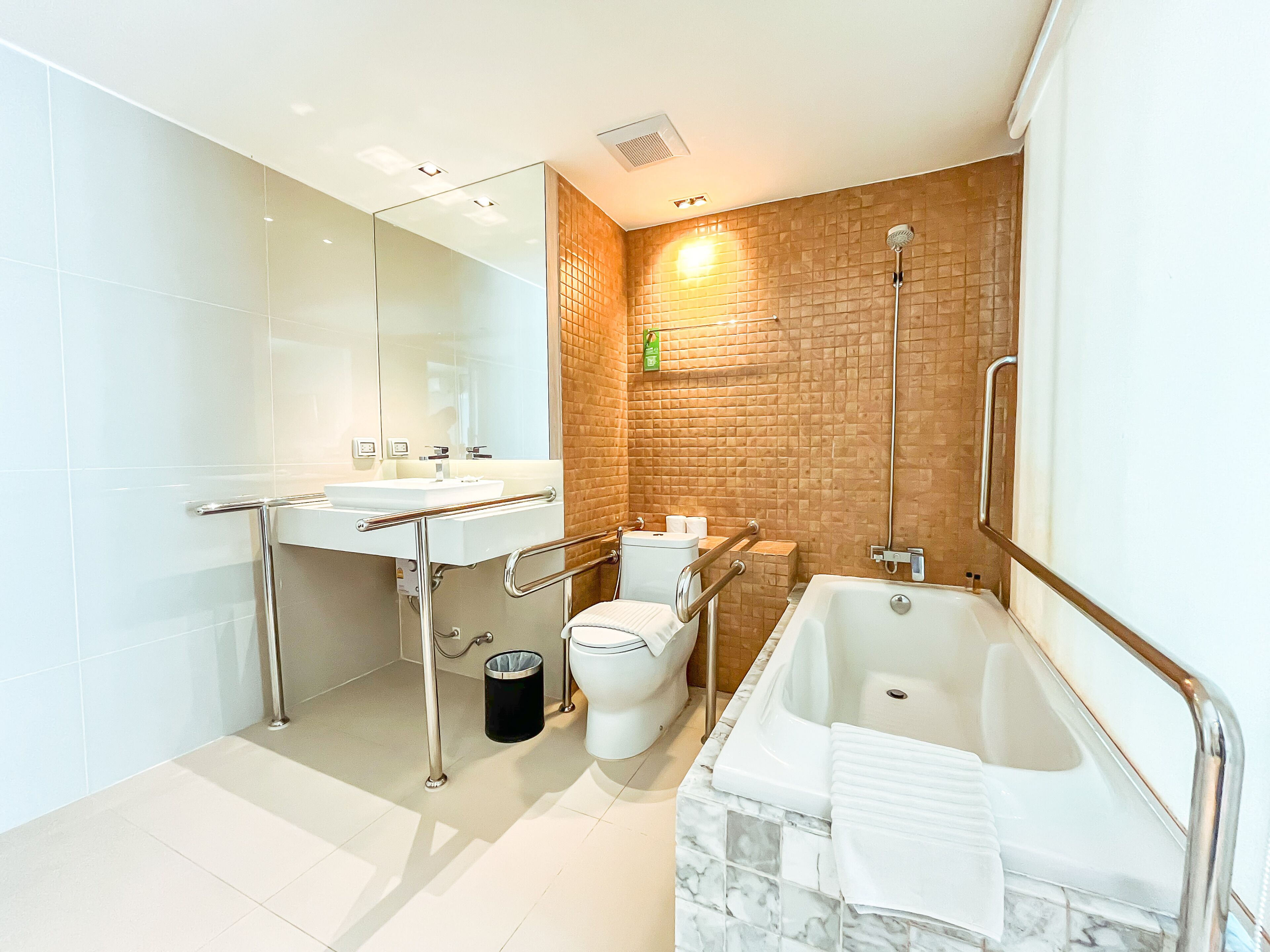 zand suite | bathroom | shower, rainfall showerhead, free toiletries, hair dryer
