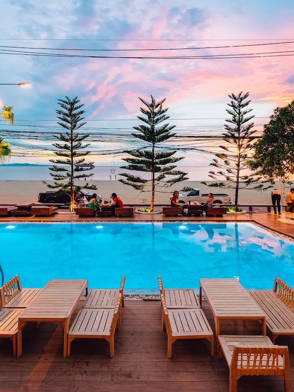Outdoor pool, open 7 AM to 7:00 PM, free pool cabanas, pool umbrellas