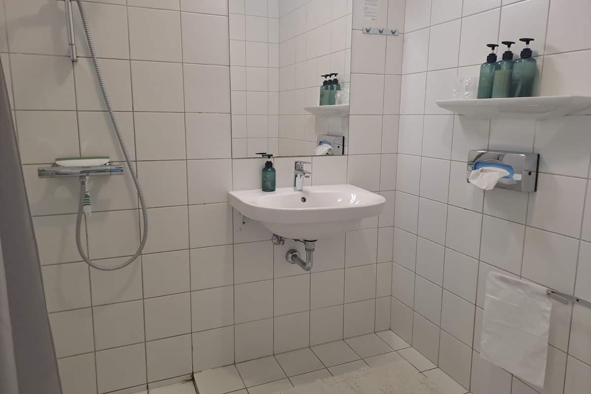 free toiletries, hair dryer, towels