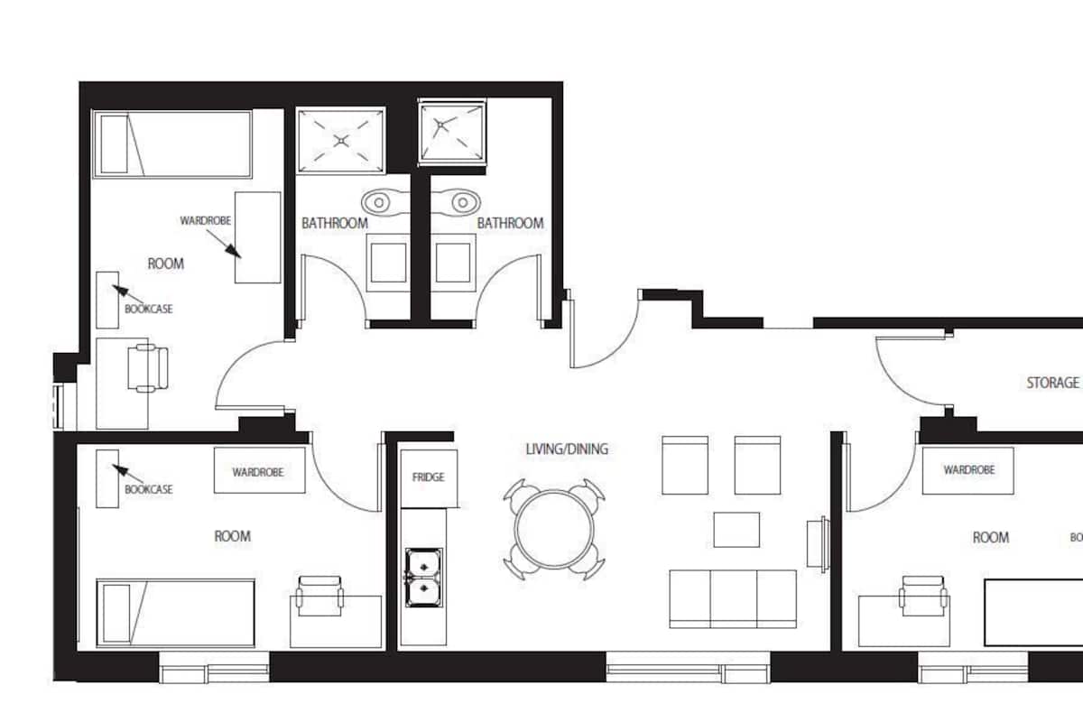 LeMarchant Place - 3 Bedroom Suite, Private Bathroom | Een bureau, een laptopwerkplek, gratis wifi, beddengoed