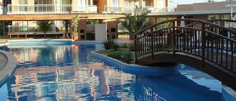 Outdoor pool, pool umbrellas