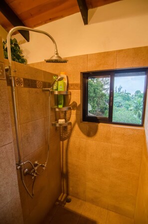 2 bedroom city penthouse, no kitchen, fridge and water gallon only | Bathroom shower - Plaza Colonial Penthouse (Sosúa)