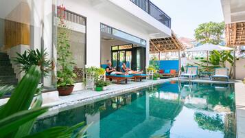 Deluxe Double Room, 1 Queen Bed, Balcony | Outdoor pool | Outdoor pool, sun loungers