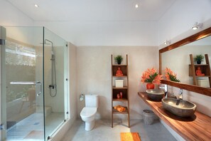 Bañera con ducha, artículos de tocador gratuitos, secador de pelo