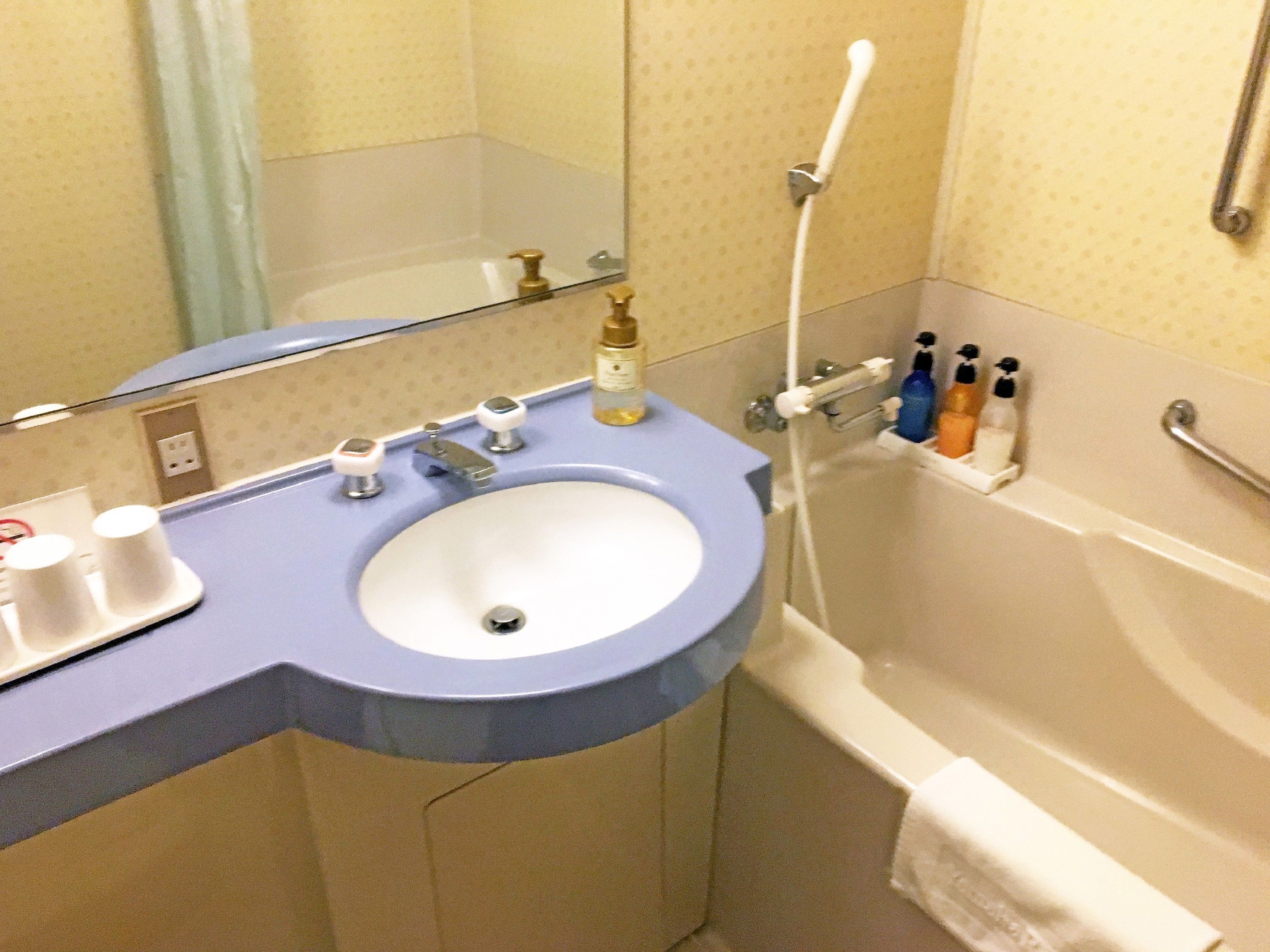 Combined shower/tub, deep soaking tub, rainfall showerhead