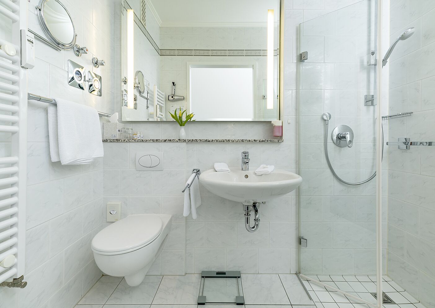 free toiletries, hair dryer, bathrobes, slippers