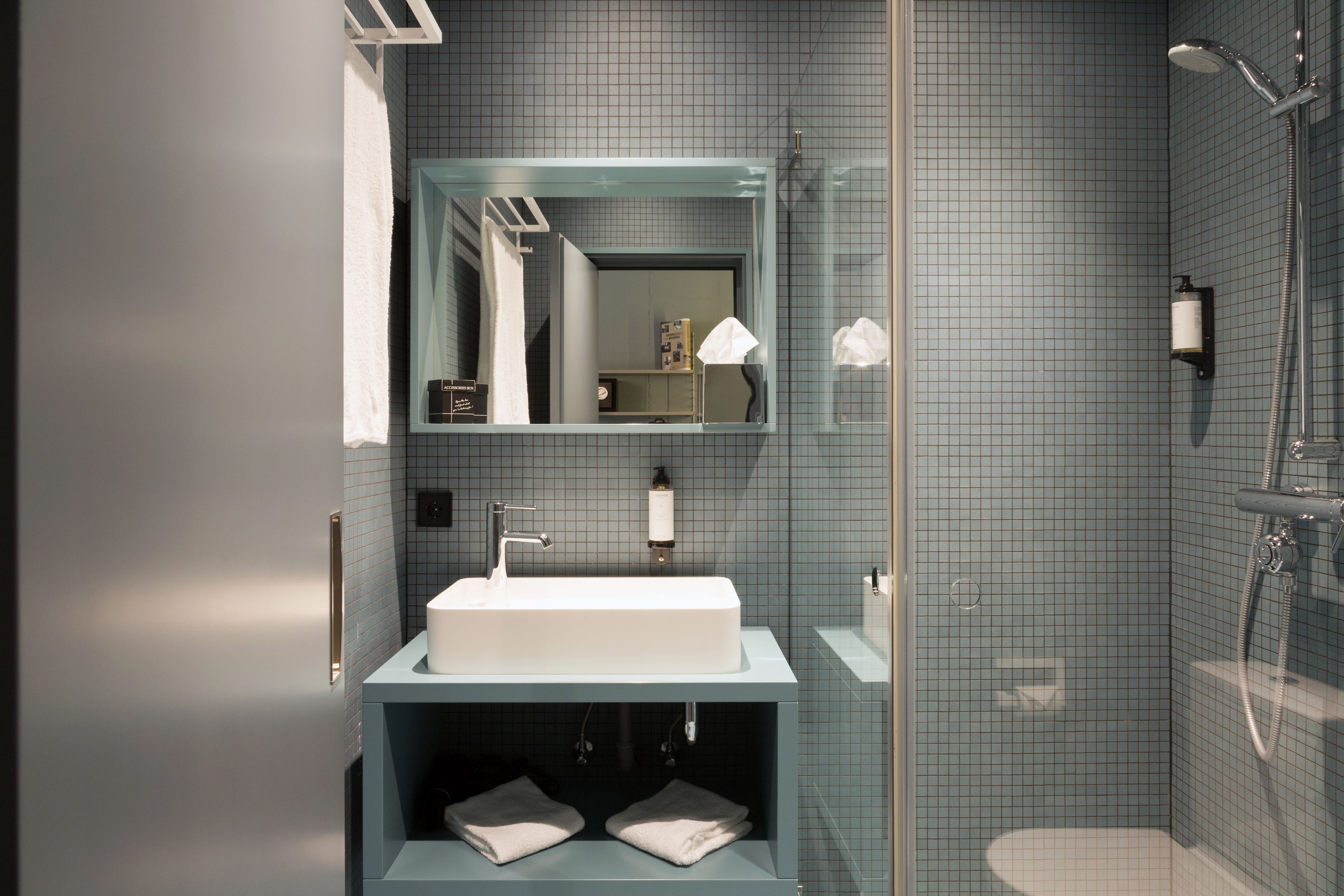 free toiletries, hair dryer, towels