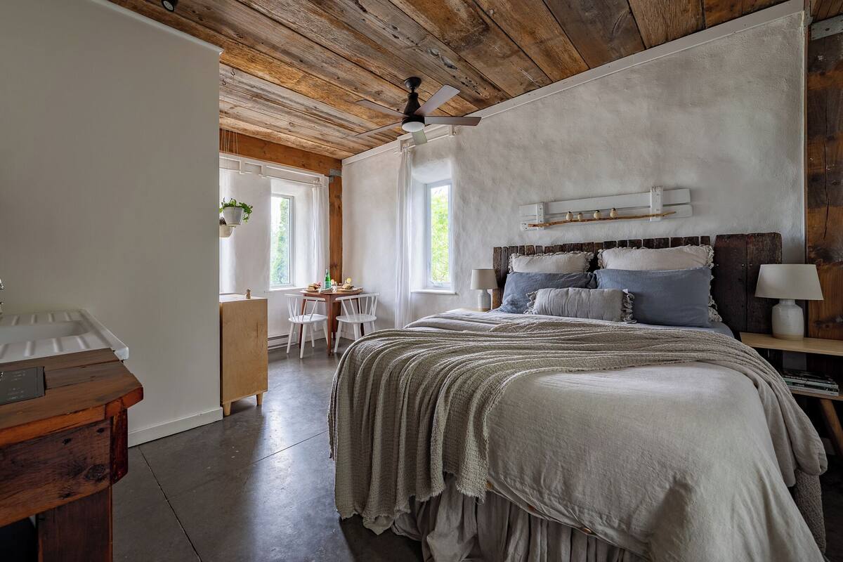 Studiosuite, 1 queensize-seng, tekjøkken, hageutsikt (B) | Sengetøy av topp kvalitet, wi-fi (inkludert) og sengetøy