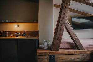Attic Double Deluxe | Private kitchen | Fridge, coffee/tea maker, electric kettle