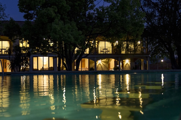 Seasonal outdoor pool, sun loungers