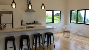 House, 2 Bedrooms, Kitchen, Ocean View | Private kitchen | Coffee/tea maker, full-size fridge, microwave, oven - Ocean Cliff Court (Kuaotunu)