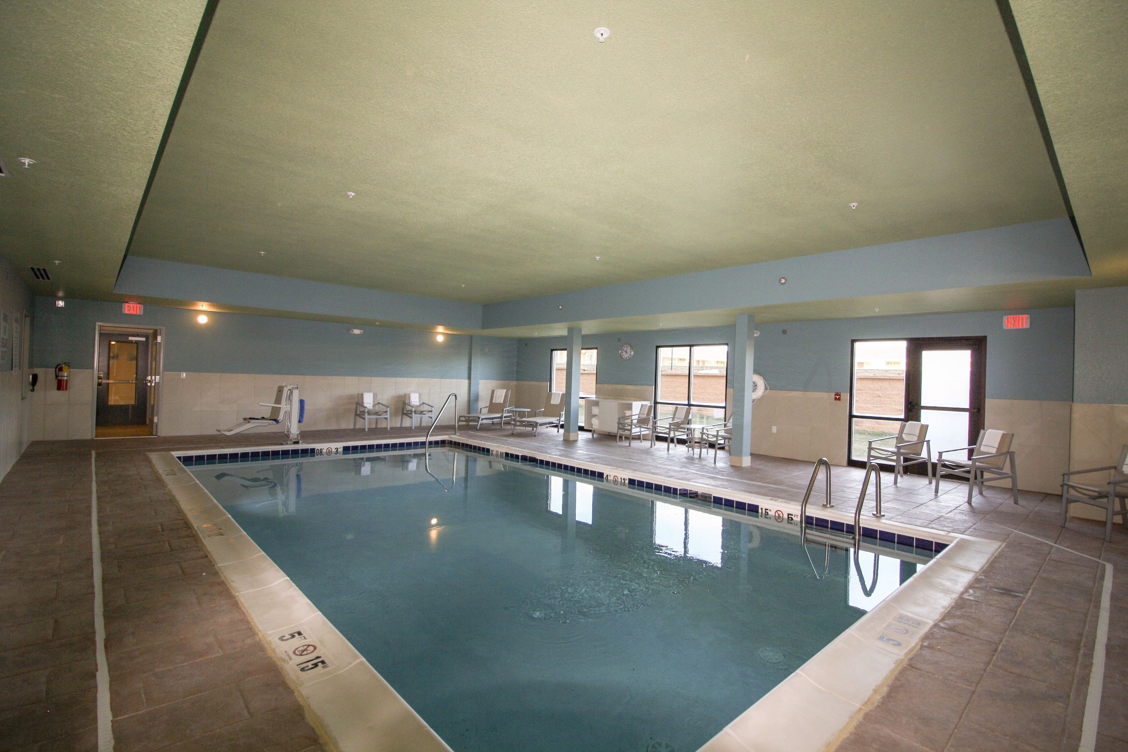 indoor pool, open 7 am to 11 pm, pool loungers