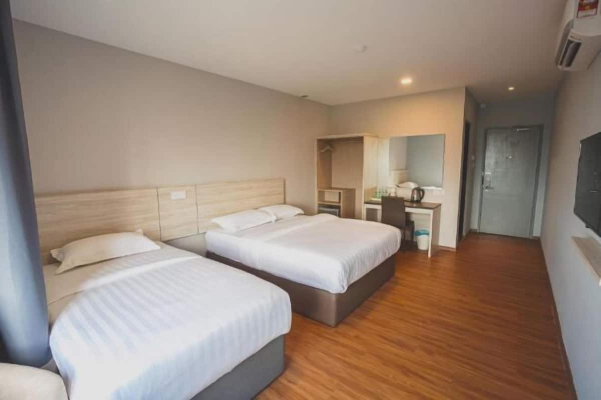Desk, free WiFi, bed sheets