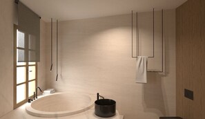 One-Bedroom Family Suite with Indoor Tub | Bathroom | Designer toiletries, hair dryer, bathrobes, slippers - Consolato Boutique (Chania)