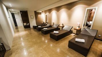 Sauna, steam room, body treatments, body wraps, body scrubs, facials