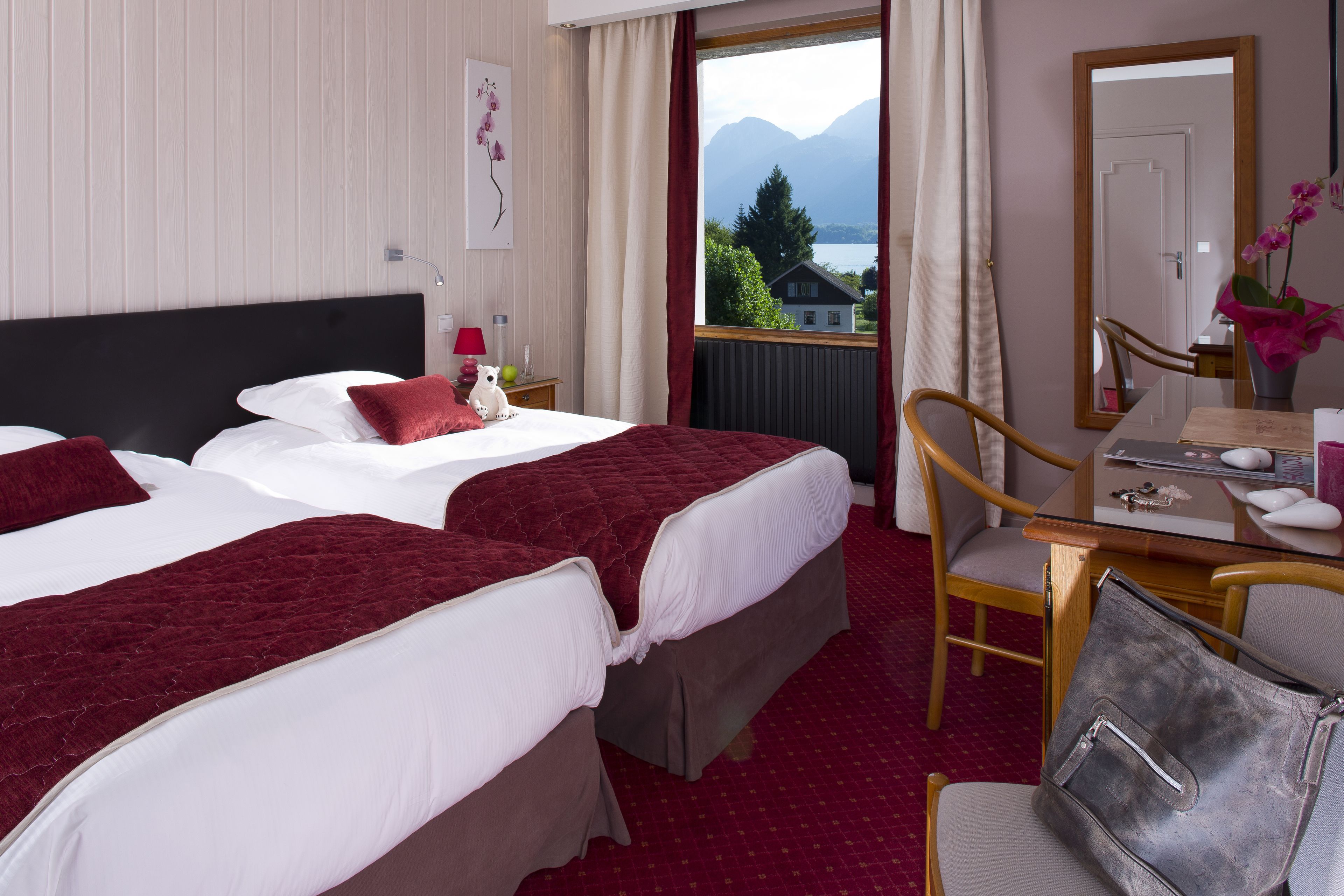 double or twin room, lake view | premium bedding, in-room safe, desk, iron/ironing board