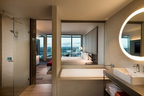 Suite, 1 Bedroom, River View | Bathroom | Shower, rainfall showerhead, free toiletries, hair dryer - Aloft by Marriott Perth (Rivervale)