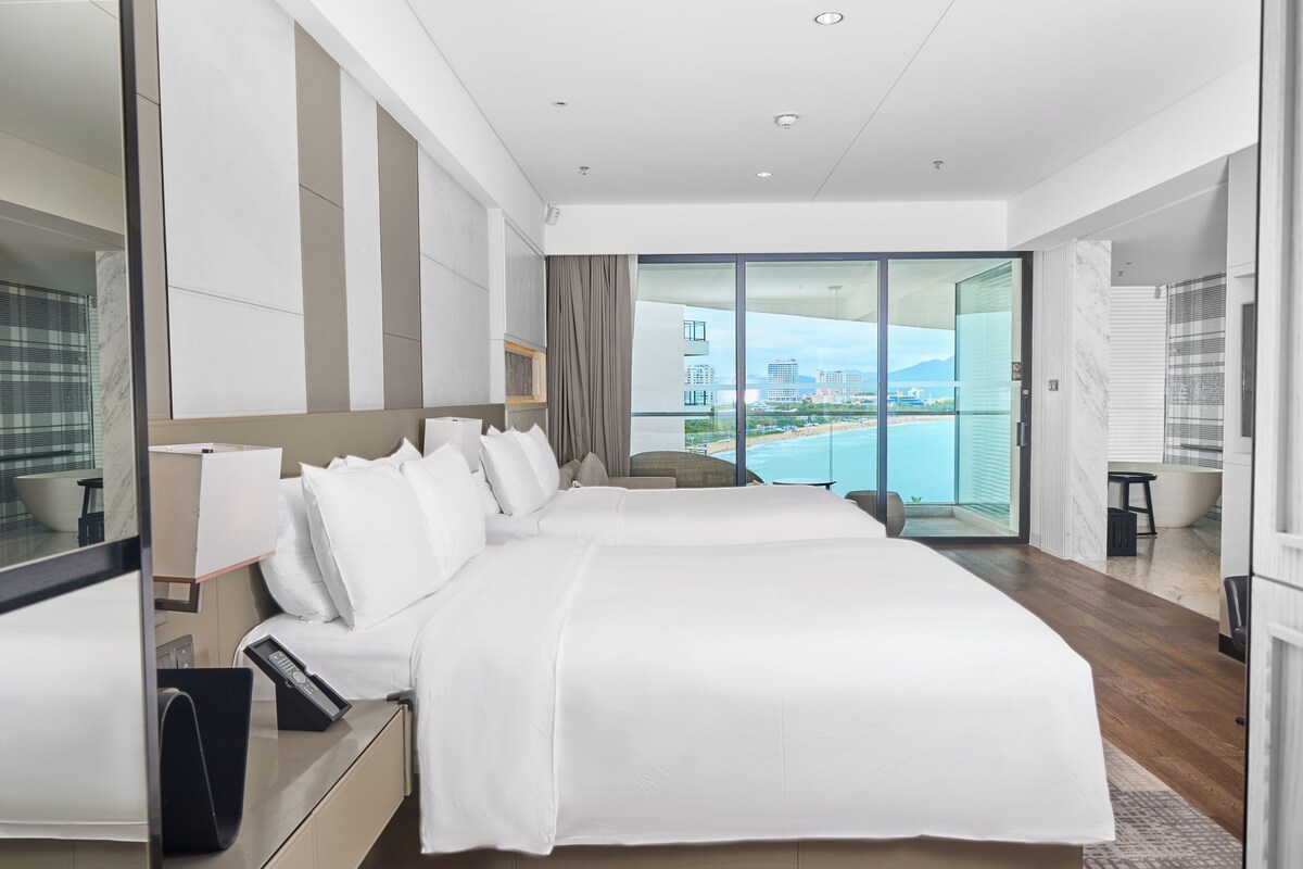 Elegance Ocean View, 2 Double Beds | Premium bedding, down comforters, minibar, in-room safe