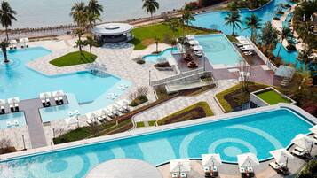 2 outdoor pools, open 9:00 AM to 10:00 PM, pool umbrellas, sun loungers