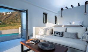 Deluxe Suite, Private Pool, Sea View | Living area | Flat-screen TV - Azar Villas (Santorini)