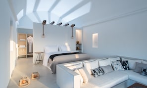 Deluxe Suite, Private Pool, Sea View | 1 bedroom, minibar, in-room safe, desk - Azar Villas (Santorini)