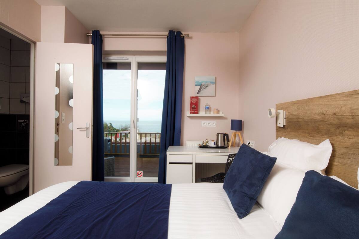 standard room sea view with terrace | 1 bedroom, premium bedding, desk, blackout curtains