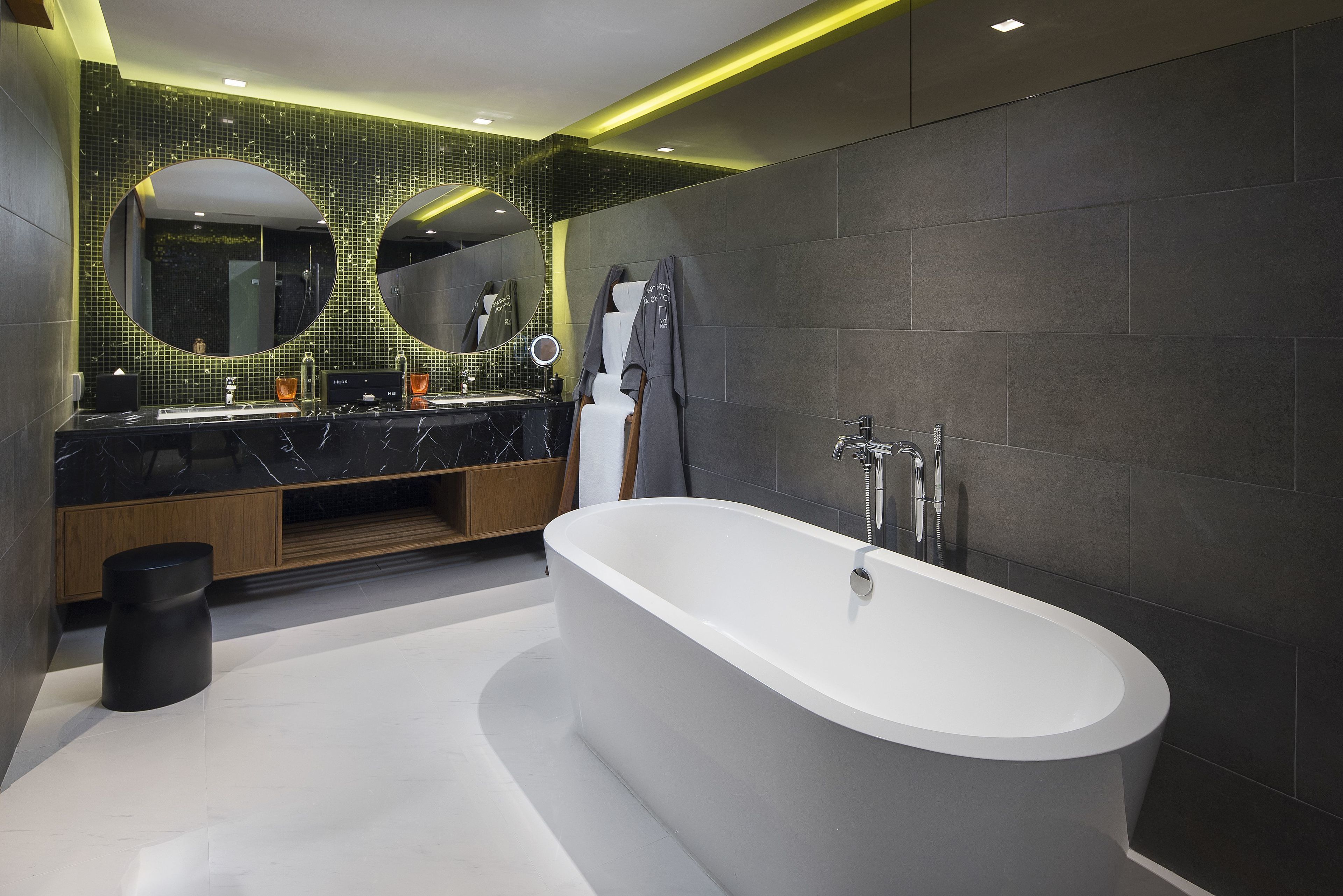 free toiletries, hair dryer, bathrobes, slippers