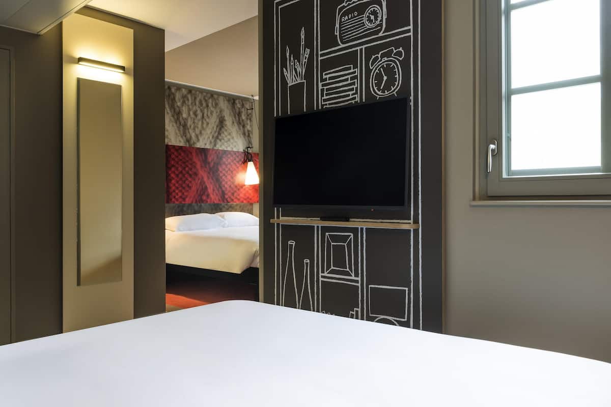 comfort room, 1 double bed with sofa bed, balcony | blackout curtains, soundproofing, iron/ironing board