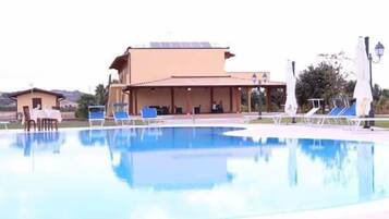 Outdoor pool, pool loungers