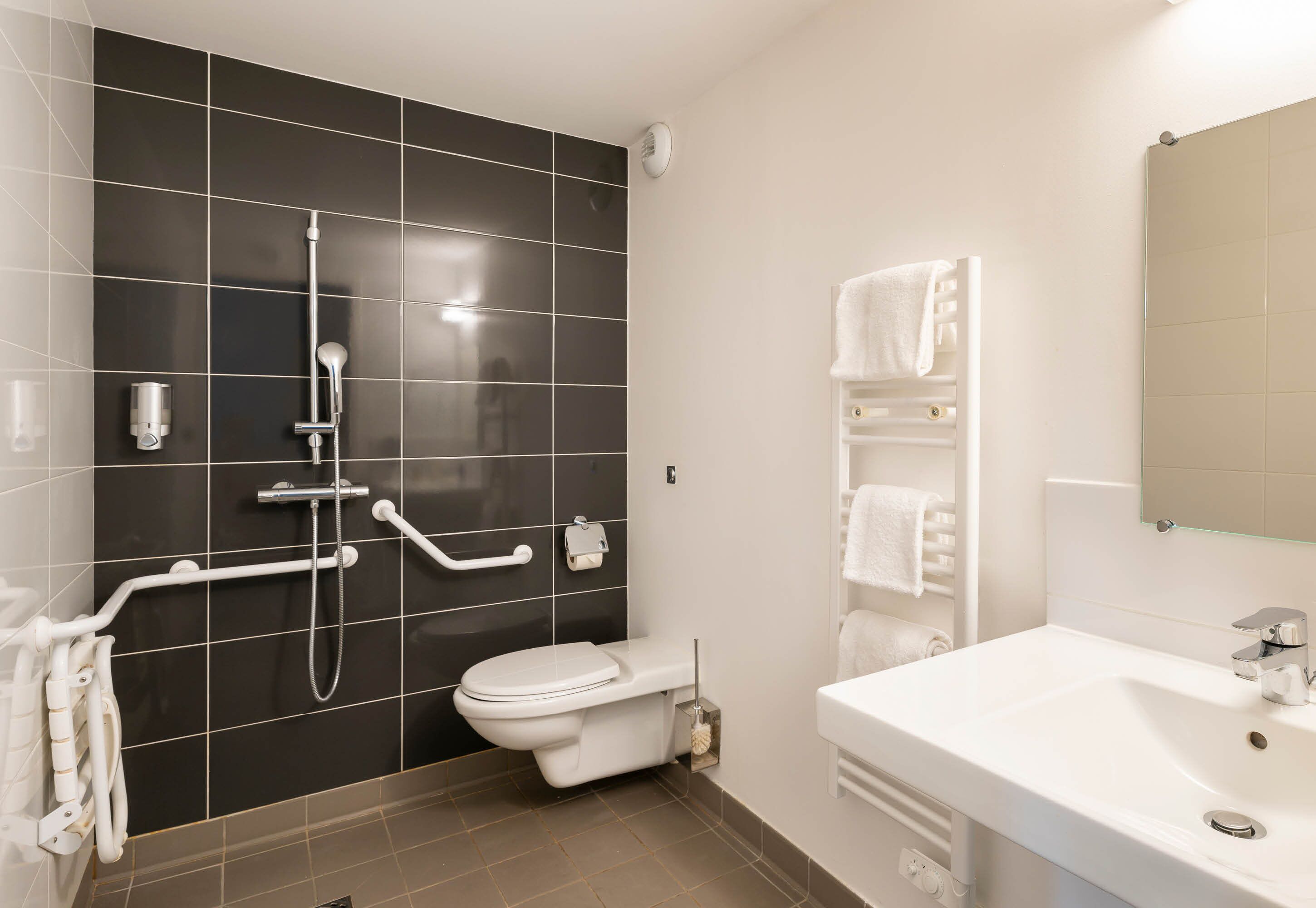 double room, mobility accessible | bathroom | shower, towels