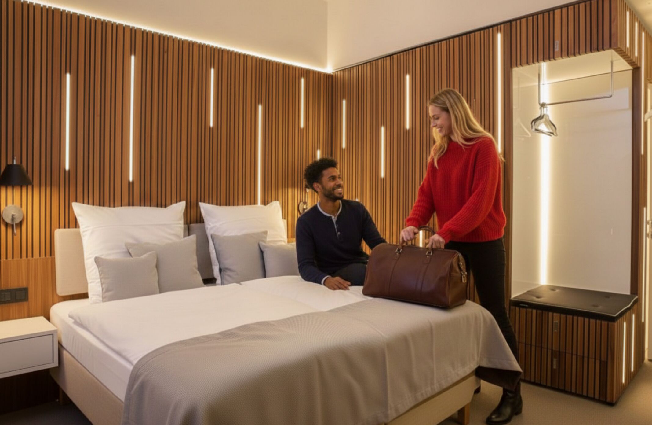 Chambre Double, côté cour intérieure | Literie hypoallergénique, coffres-forts dans les chambres, bureau