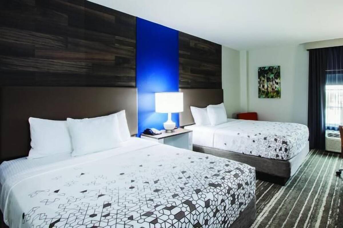 Pillowtop beds, desk, laptop workspace, iron/ironing board