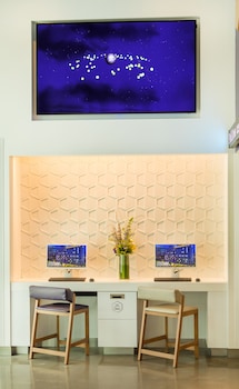 Business center at YOTEL Boston