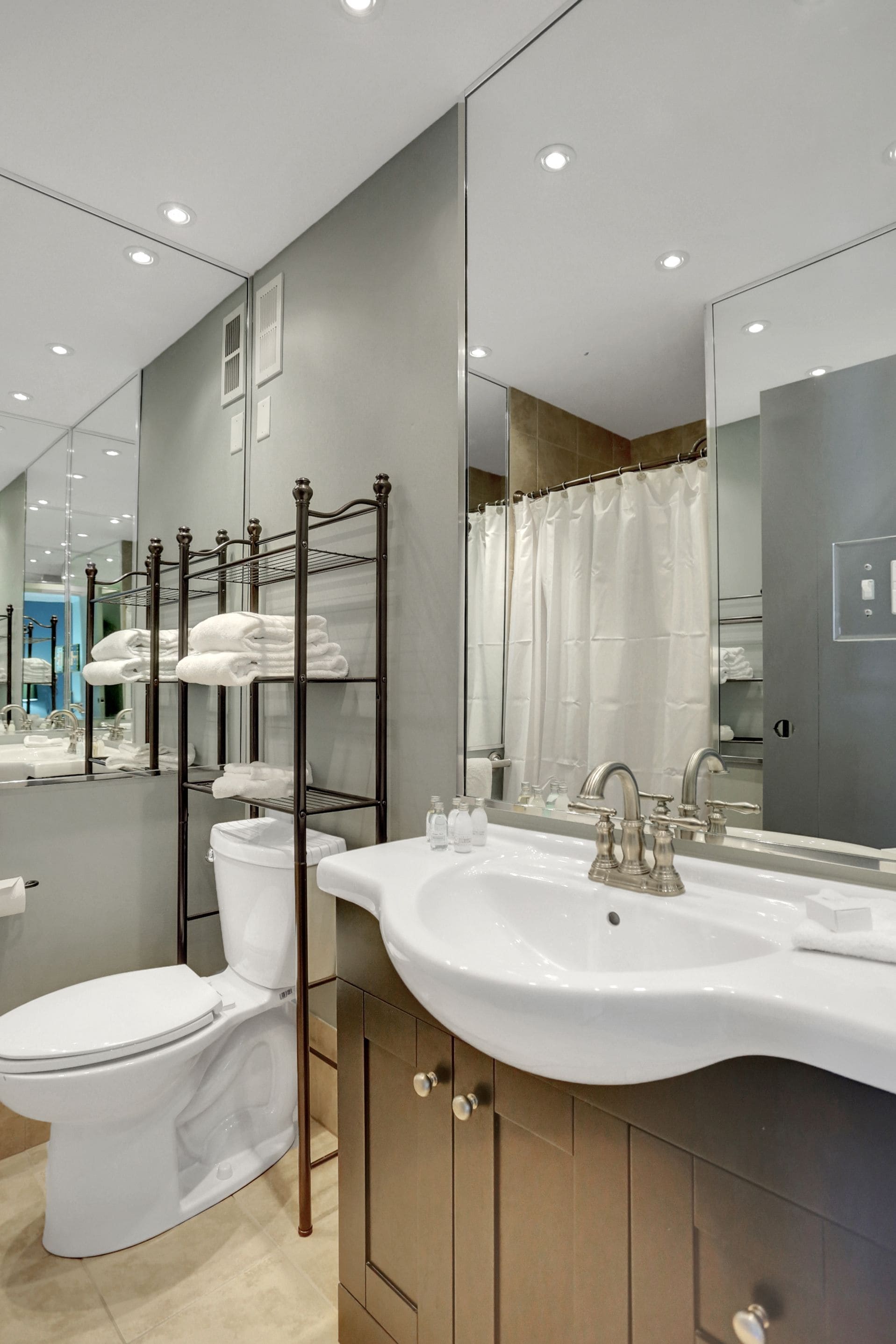 free toiletries, hair dryer, towels