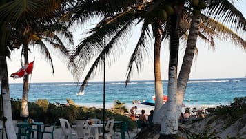 Private beach, white sand, sun-loungers, beach umbrellas