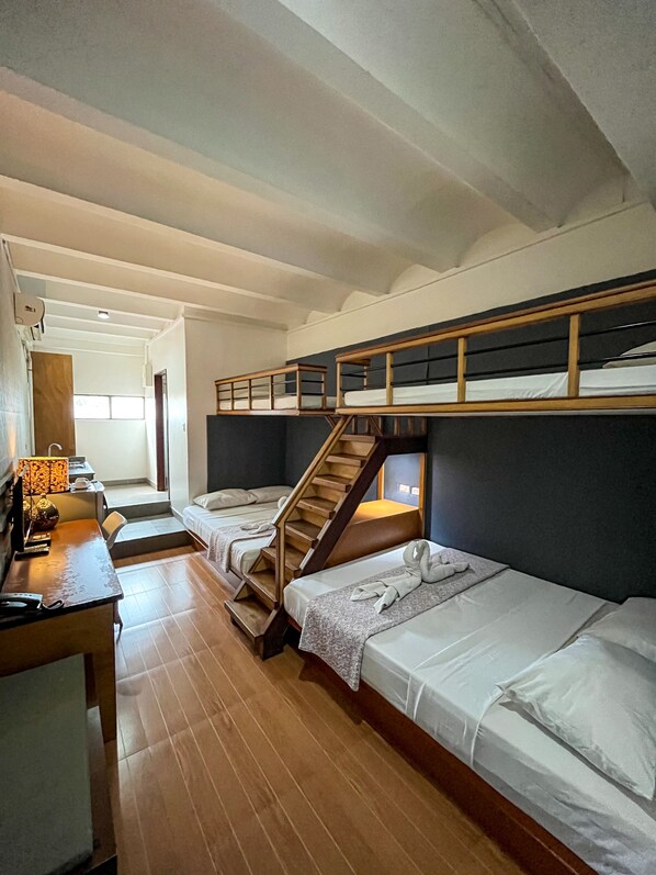 Desk, free WiFi, bed sheets