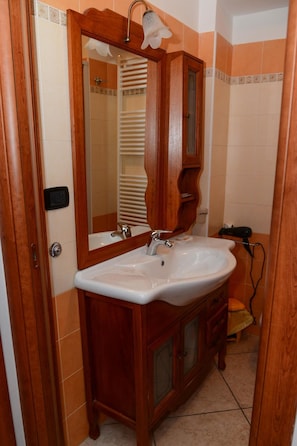 Shower, free toiletries, hair dryer, bathrobes