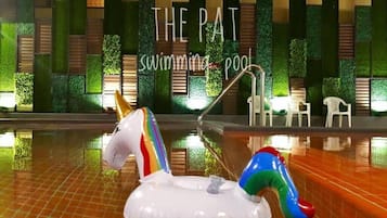 Indoor pool, outdoor pool, open open 24 hours a day, pool umbrellas