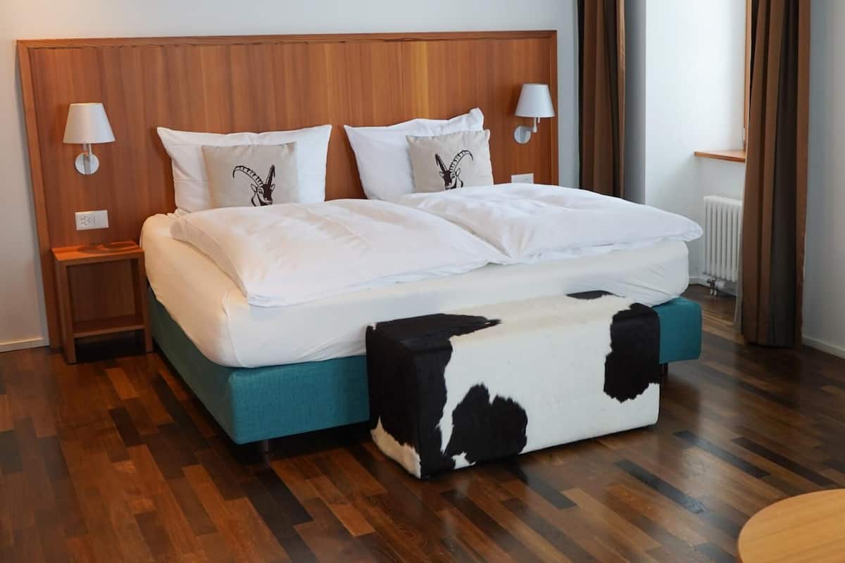 junior double or twin room, mountain view, corner | premium bedding, desk, laptop workspace, blackout curtains