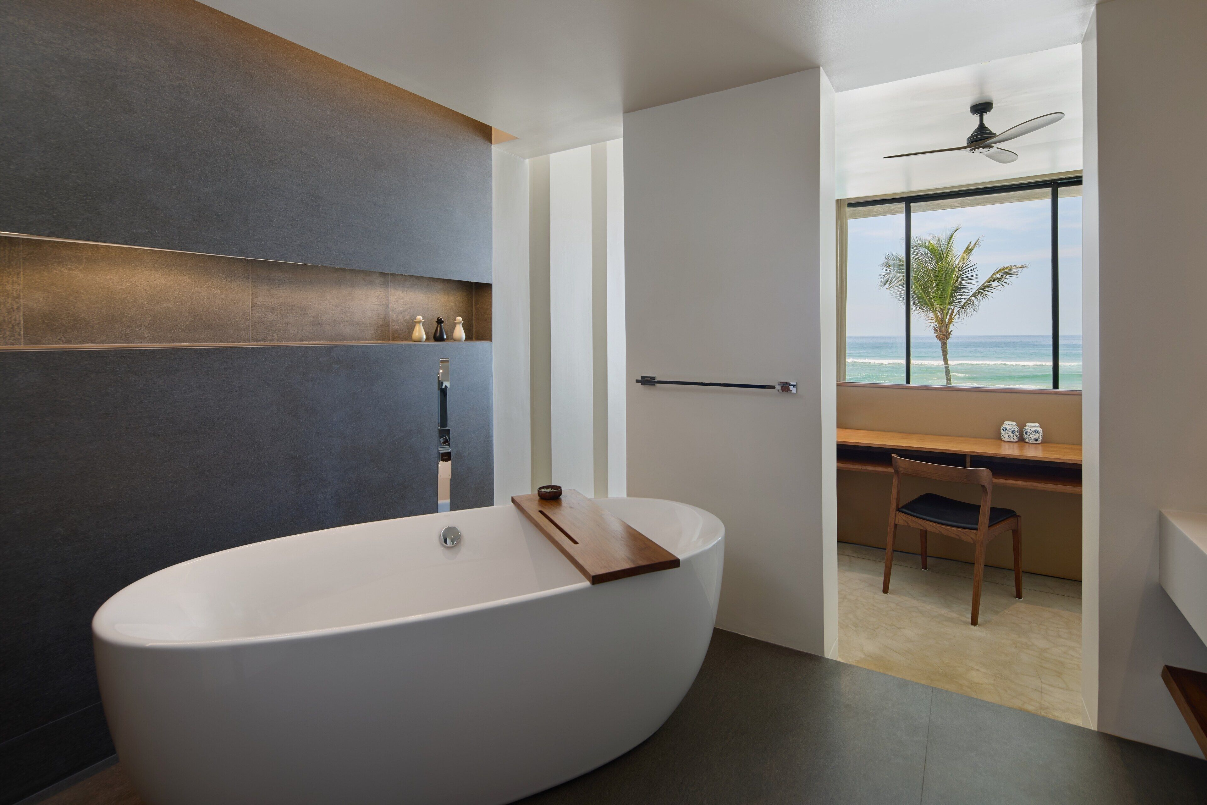 premier studio, 1 bedroom, balcony, ocean view | bathroom | designer toiletries, hair dryer, bidet, towels