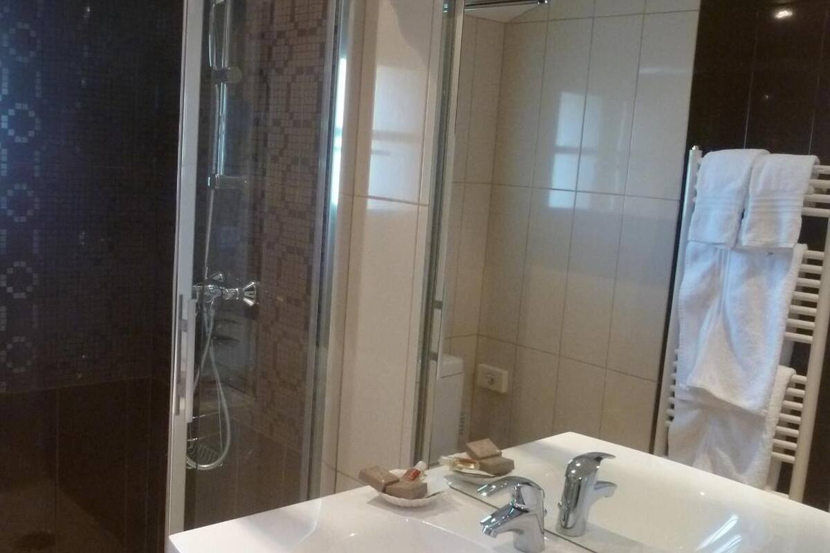 free toiletries, hair dryer, towels