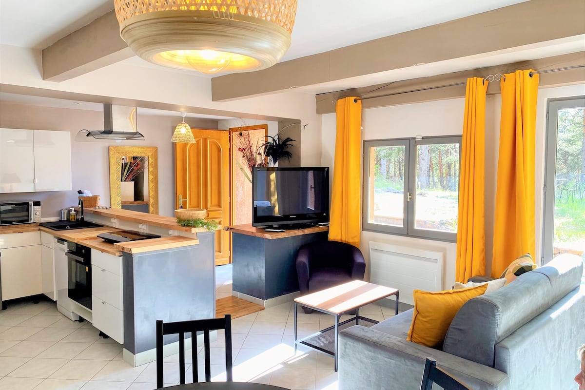 family suite, 2 bedrooms, garden view | living area | 180-inch flat-screen tv with satellite channels, tv, offices