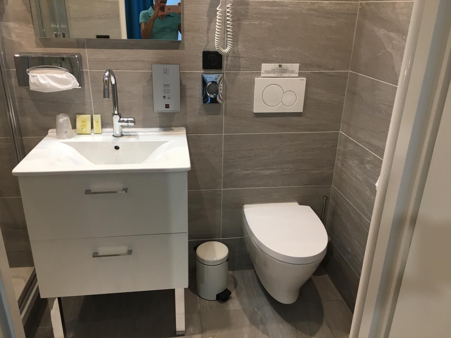 free toiletries, hair dryer, towels