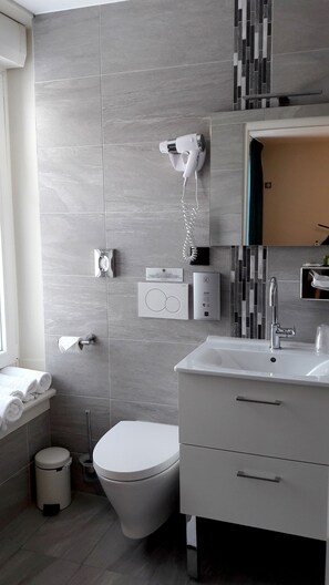 Free toiletries, hair dryer, towels