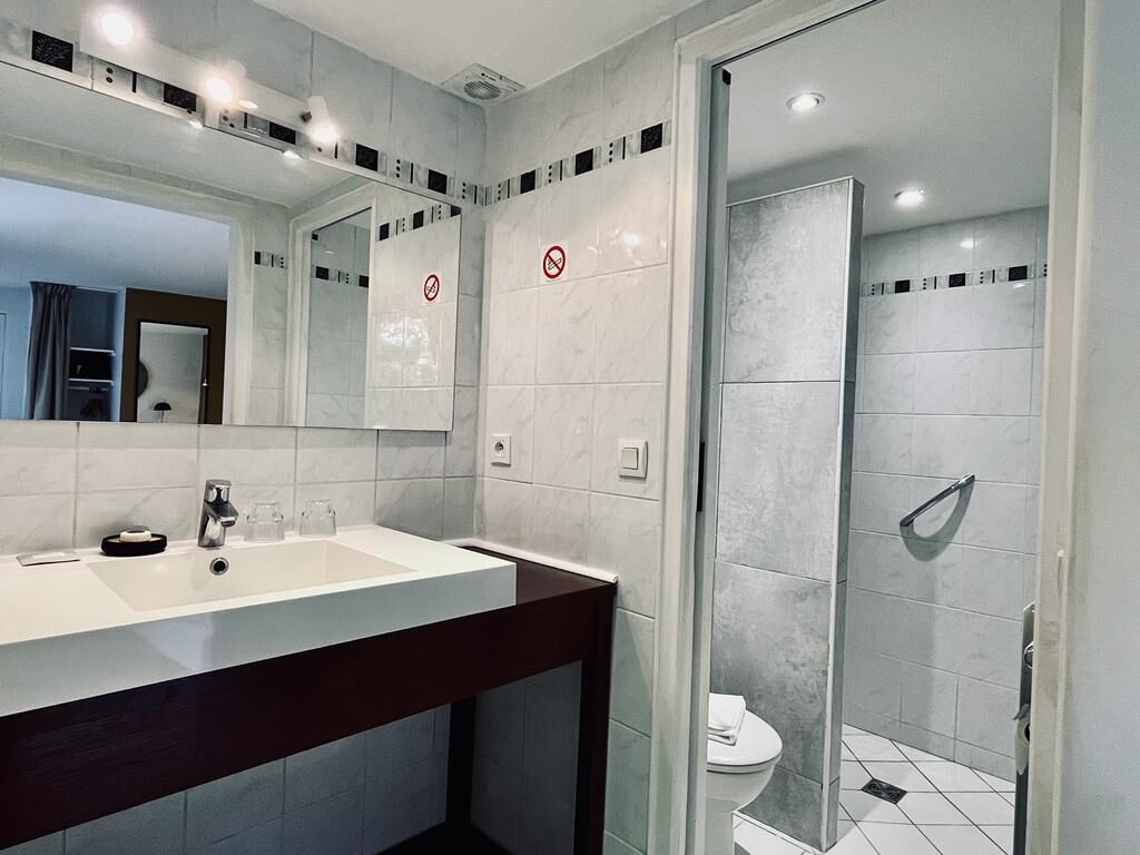superior double room, garden area | bathroom | free toiletries, hair dryer, towels