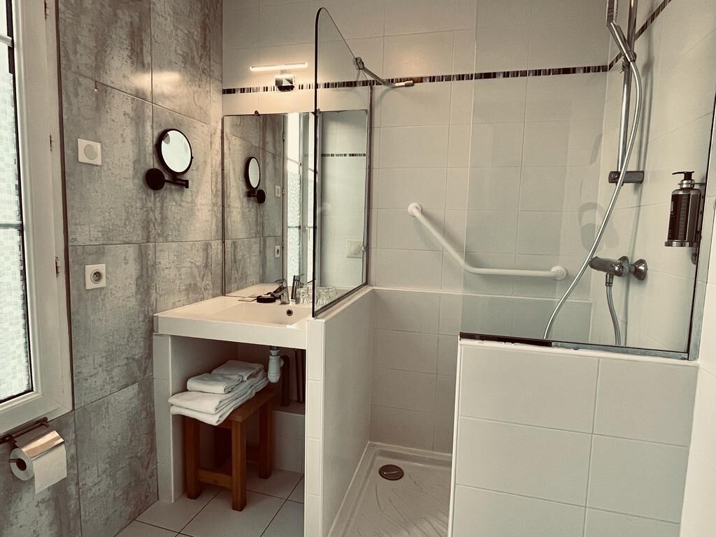 superior double room | bathroom | free toiletries, hair dryer, towels