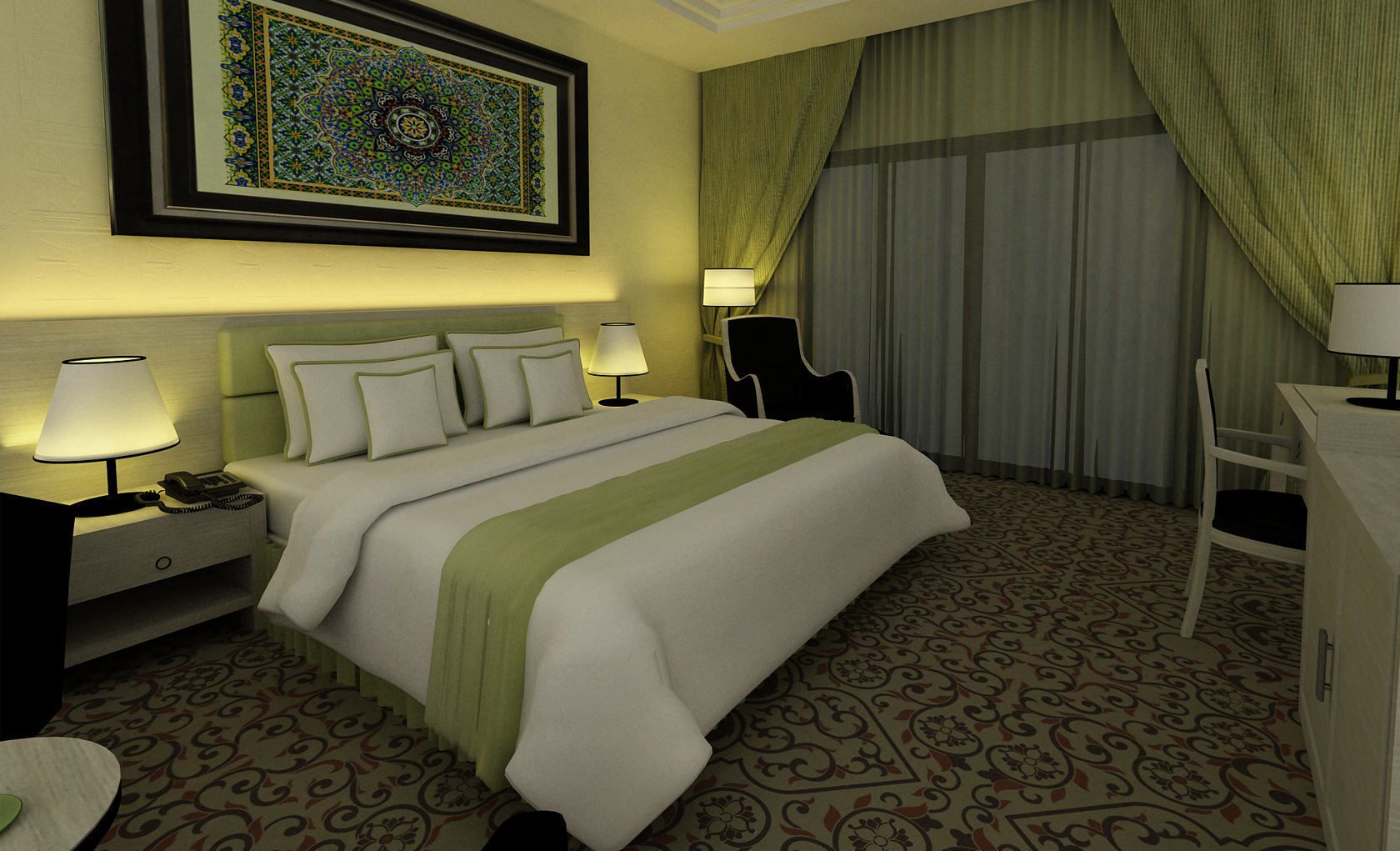 Peti besi dalam bilik, meja, seterika/papan seterika, Wi-fi percuma 