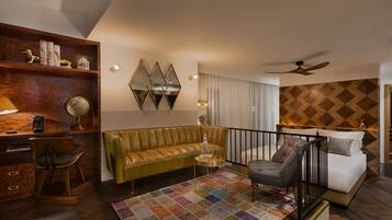 Roof Top Jacuzzi Suite | Living area | 49-inch flat-screen TV with satellite channels, TV, pay movies